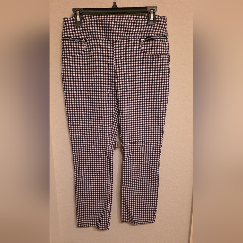 Joe B Black and White Checkered Women's Pants, Medium